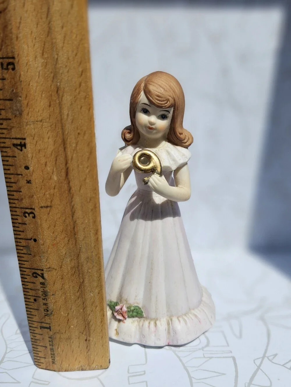 Vintage‎ 1982 Enesco Growing Up Birthday Girls Figurine Age #9 Brunette